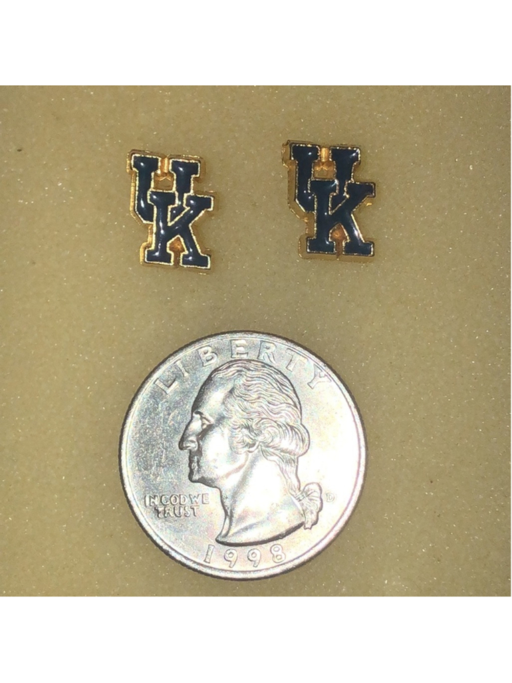 University of Kentucky Gold Tone Blue Enamel Stud Earrings - Picture 3 of 3
